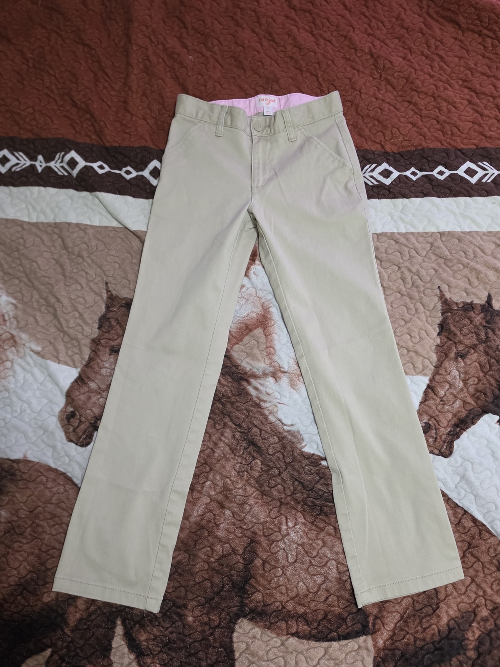 Cat & Jack Girls Beige Straight-Leg Khaki Pants